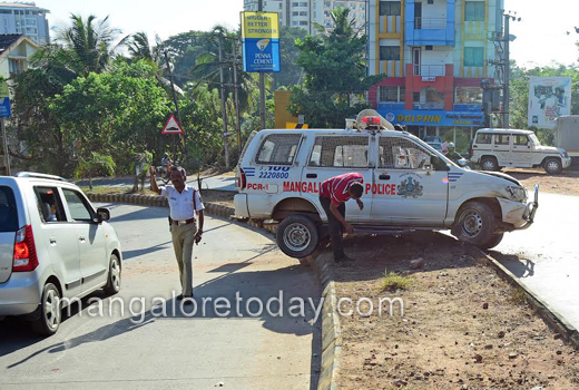 Police Car Hits Divider, 1